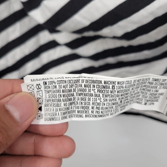 The Smurfs Embroidered Striped T-Shirt Short Sleeve Cotton Crewneck Medium Women - Picture 6 of 10